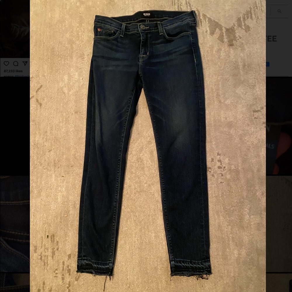 Hudson dark ankle fray skinny jeans